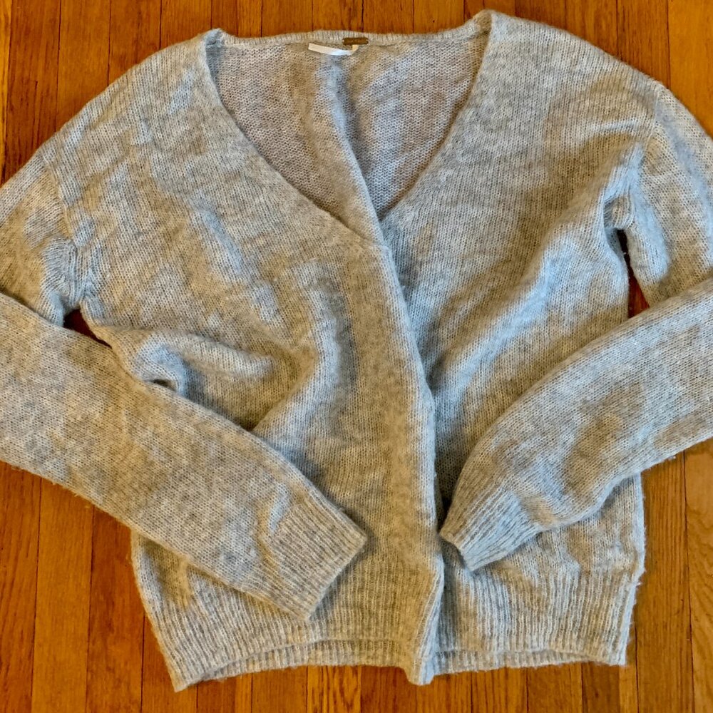 Free People Super Soft Deep V Alpaca and Wool Grey Sweater S - Picture 2 of 7